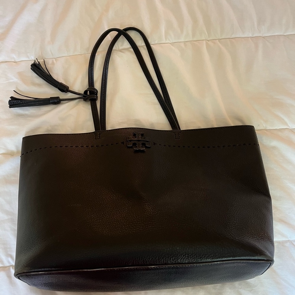 Tory Burch Black Leather Tote Bag